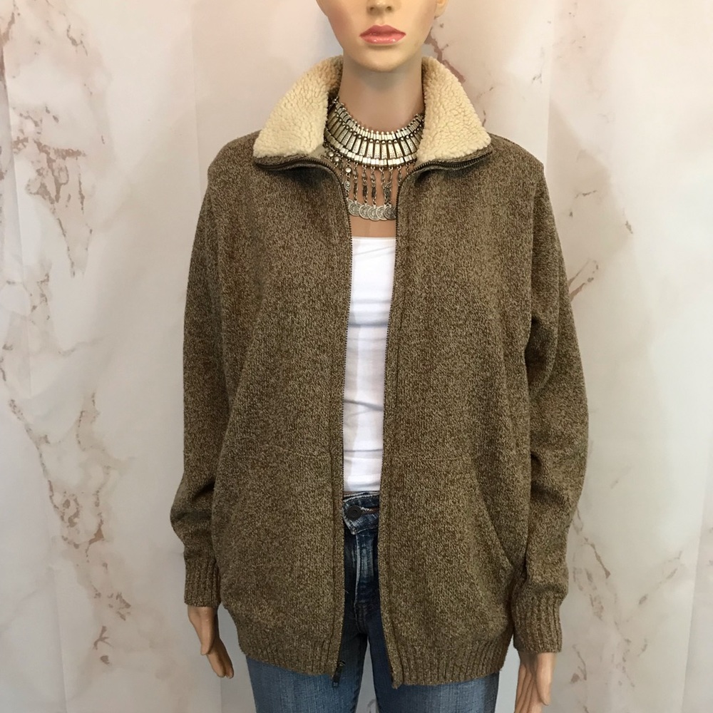 Oscar De La Renta Sherpa Sweater Jacket.